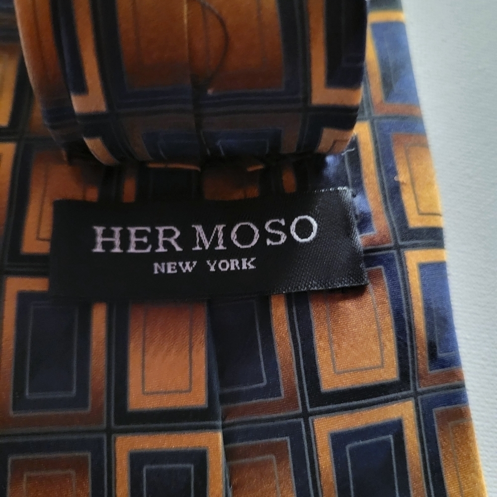 Hermoso New York Silk Tie Gold / Blue/ Rust